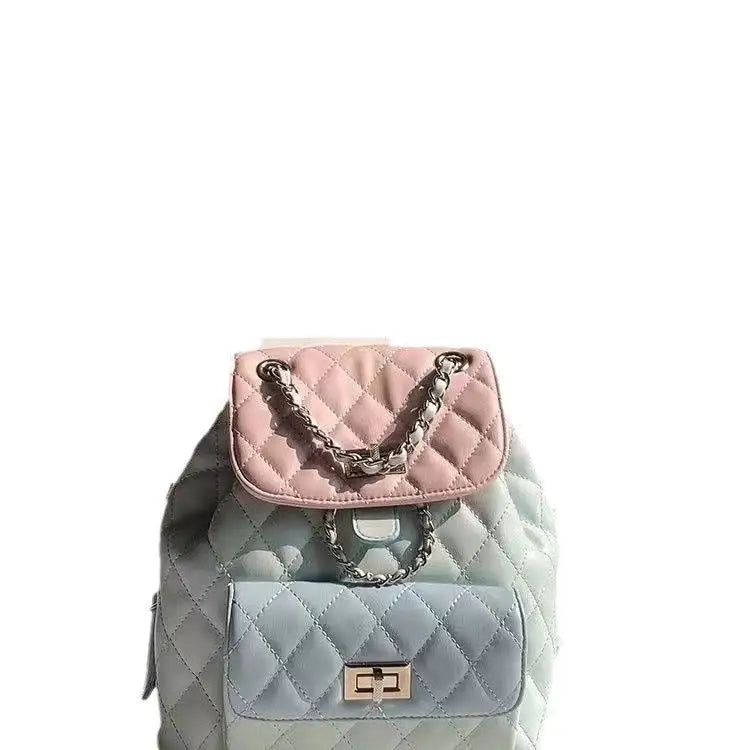 Diamond Grid PU Leather Flap Bag with Waterproof and Wear Resistant Design - Picture Color
