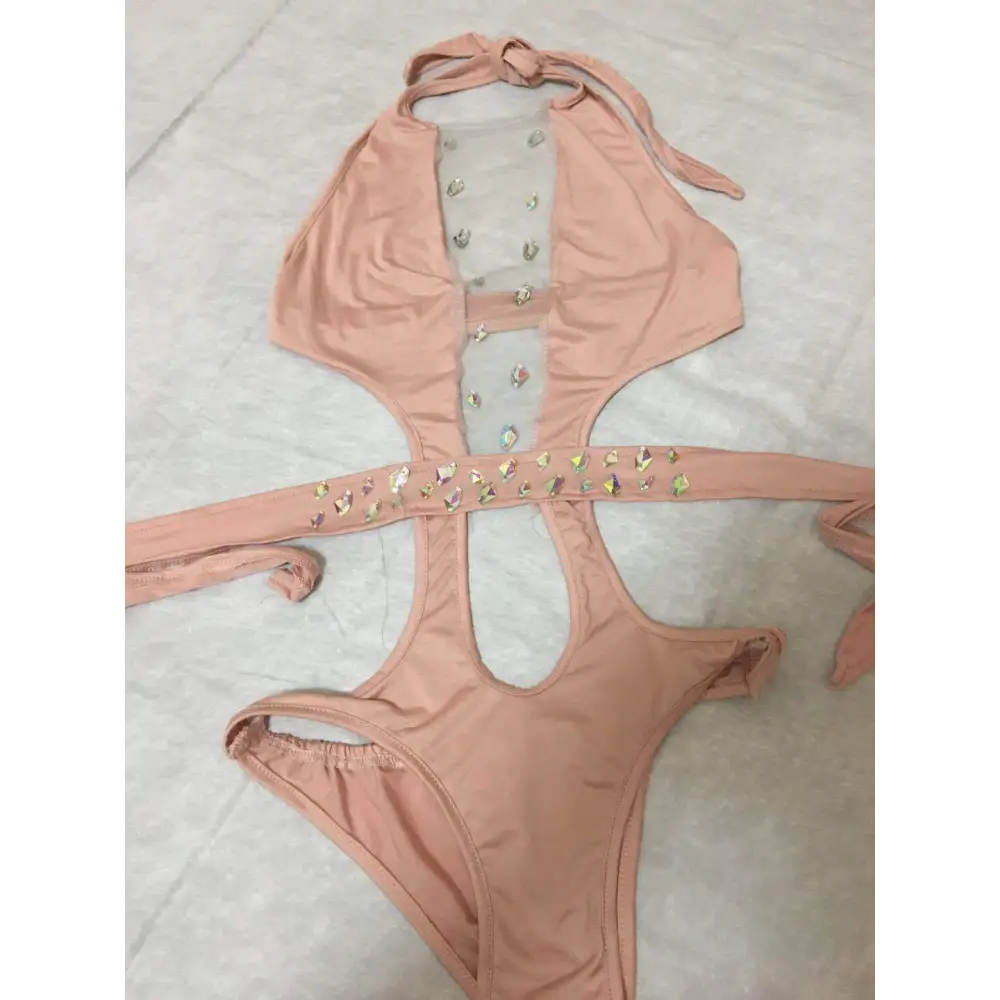 Diamond One-piece See-through Cutout Swimsuit