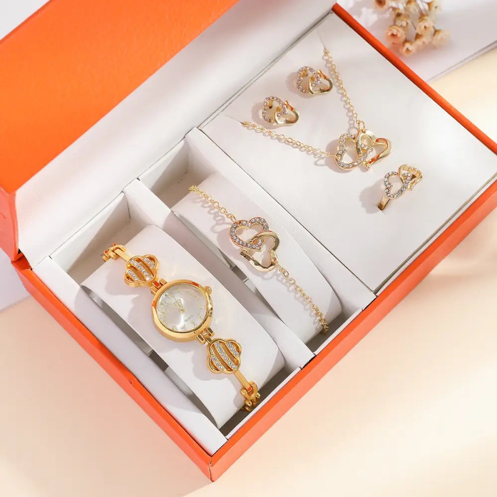 DiamondEssence Fashion Watch with Sparkling Diamond Accents - Gold Watch Suit 2