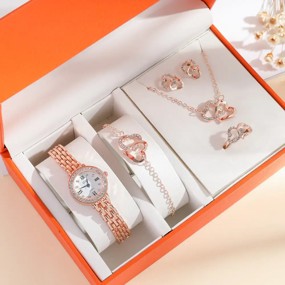 DiamondEssence Fashion Watch with Sparkling Diamond Accents - Rose Gold Watch Suit 1