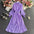 DotChiffon Elegance: Waisted Pleated Maxi Skirt - Violet / Free Size