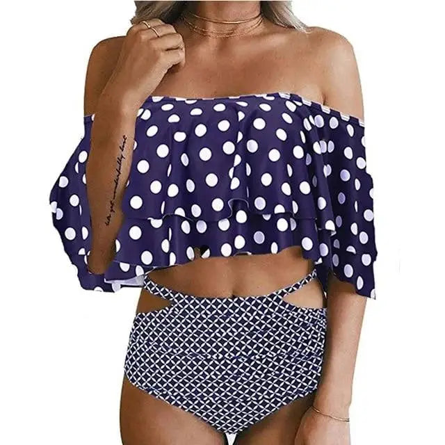 Double Layer Ruffled Swimsuit Print Shorts
