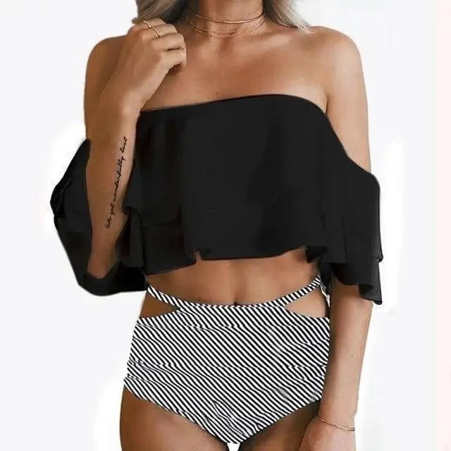 Double Layer Ruffled Swimsuit Print Shorts