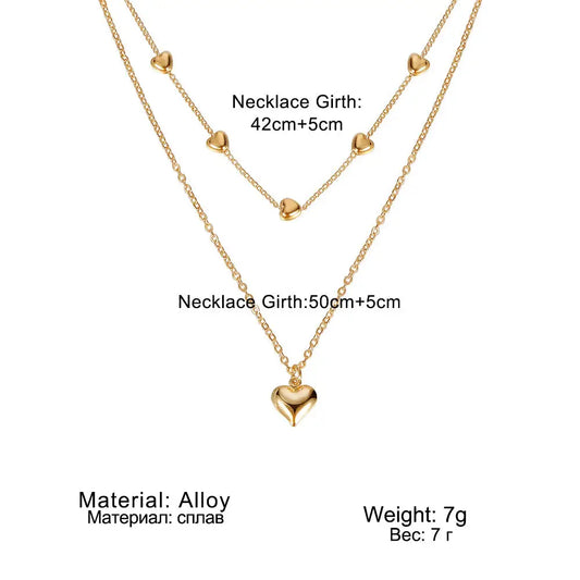 Dual Heart Gold Layer Necklace - Fashion Jewelry