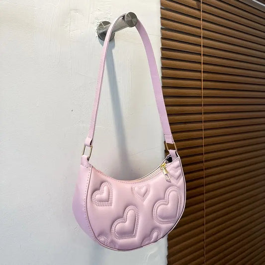 Dumpling Shape PU Suitcase Shoulder Bag with Contrast Color Design