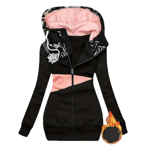 ChicBlock Plus: Cozy Color-Block Hooded Blazer - LauBelle