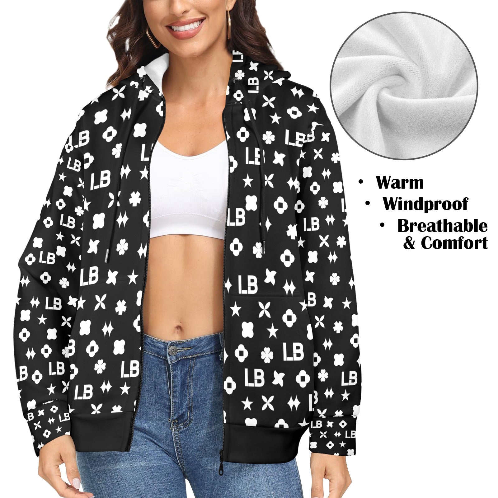 Women's Fleece Full-Zip Hoodie - LauBelle Brand