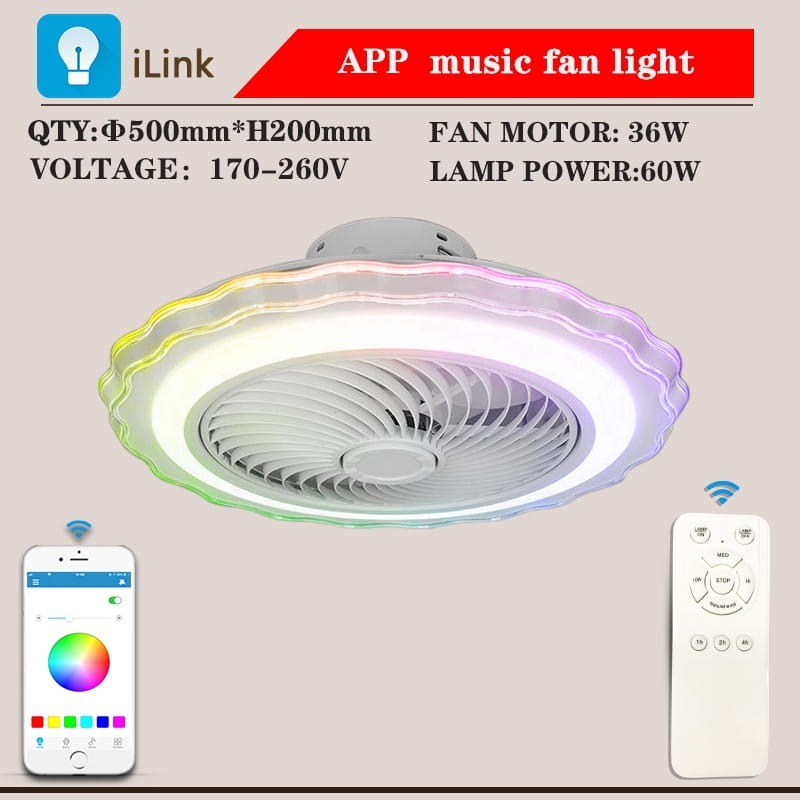 Elvin Magic 50CM Overhead Fan Light with APP Control 60W 220V