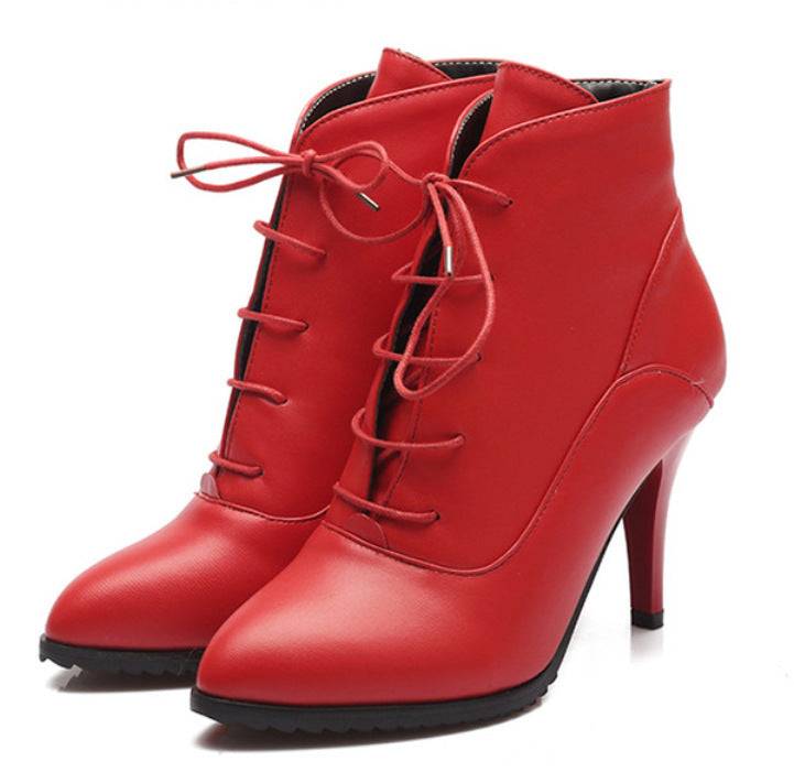 LuxeLace Stiletto Martin Boots for Women - LauBelle