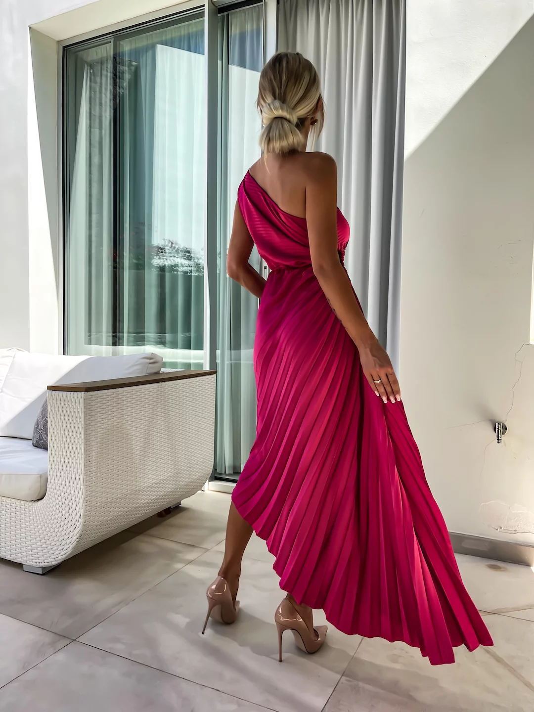 RosePetal Asym Pleated Dress - Sexy Evening Glam - LauBelle Brand