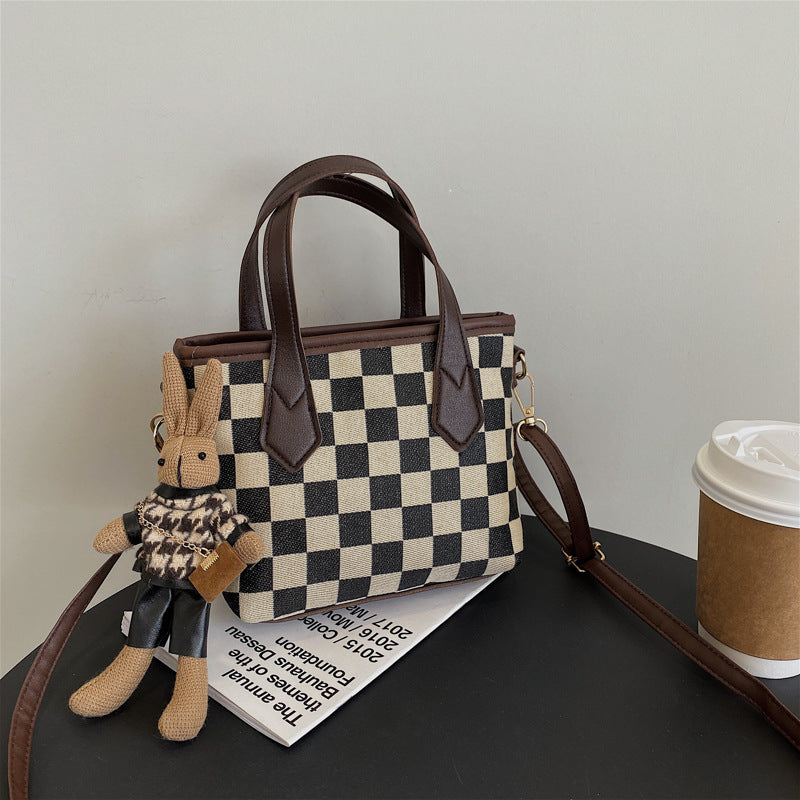 Chic Houndstooth Checkerboard Shoulder Tote for Women - LauBelle