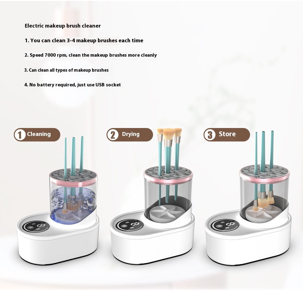 Makeup Brush Cleaning Station with Drying and Disinfecting Chamber