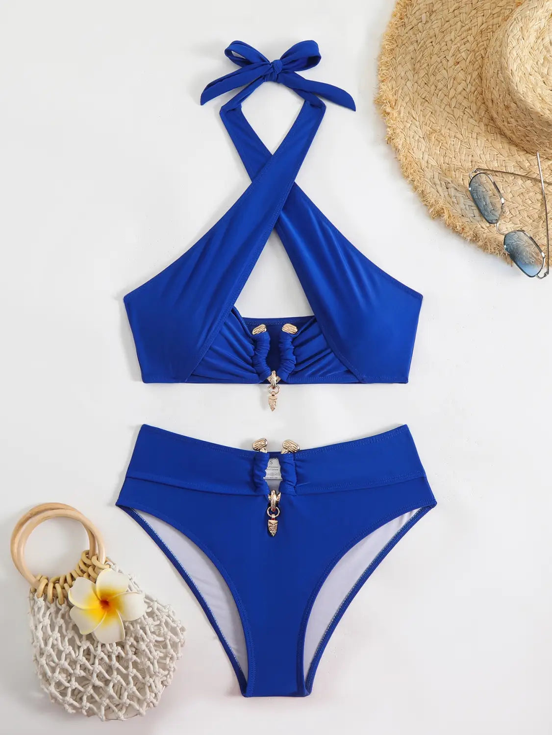 New Solid Color Sexy High Waist Tube Top Split Bikini