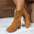 Plus Size Square Heel Round Head V Cut Women's Mid Boots - LauBelle