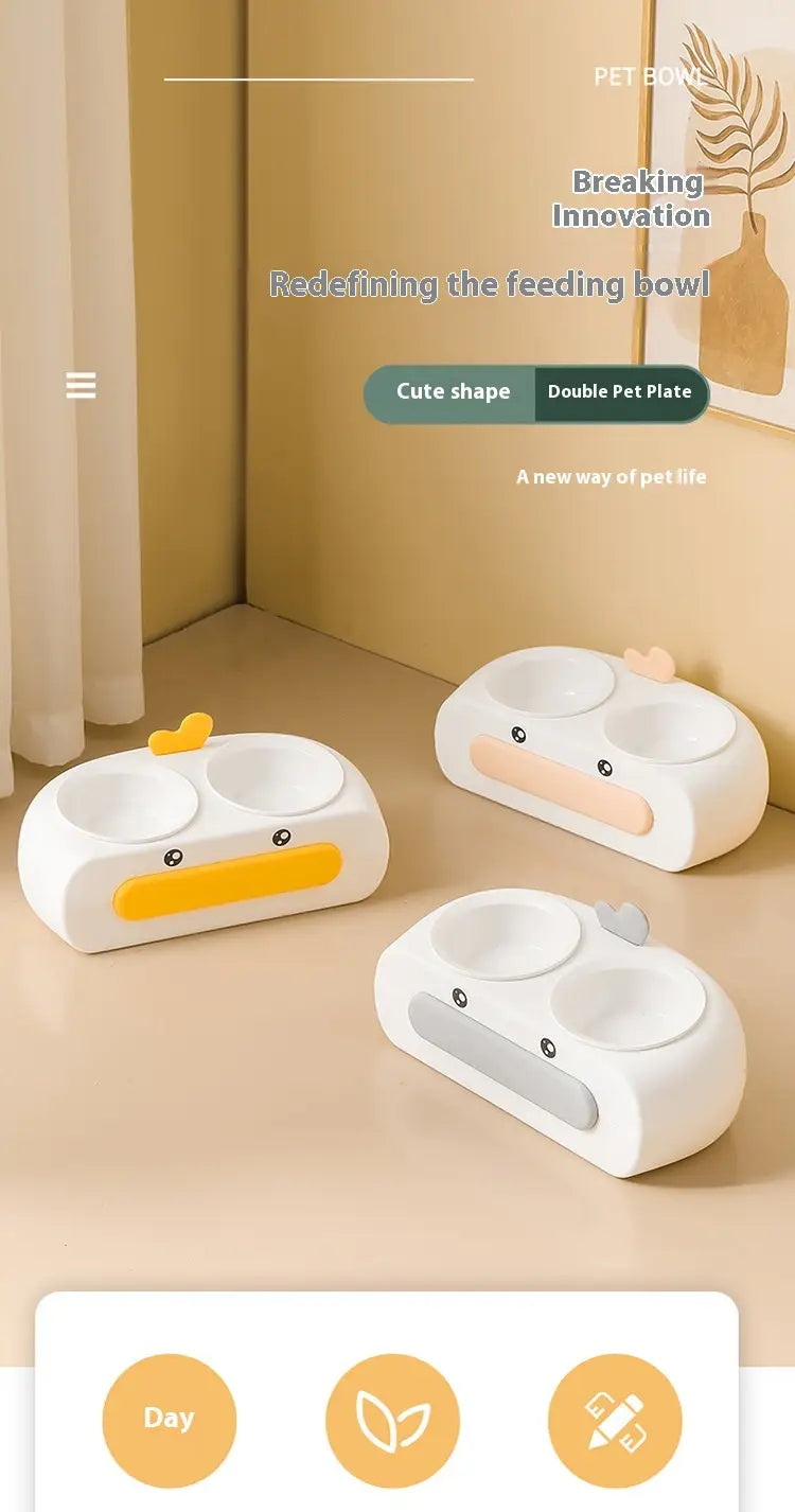 Big Mouth Duck Double Bowls for Cats in Multiple Colors and Materials