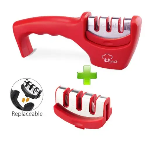 Easy Clean Knife Sharpener with Removable Design Red Set
