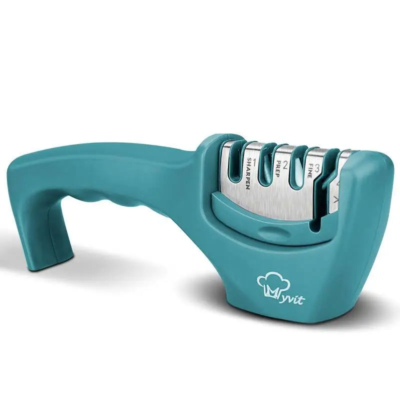 Easy Clean Knife Sharpener with Removable Design Stone green
