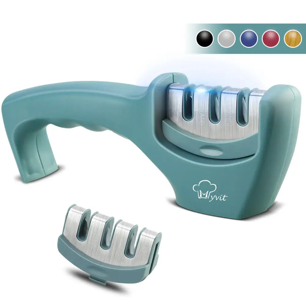 Easy Clean Knife Sharpener with Removable Design Stone green set