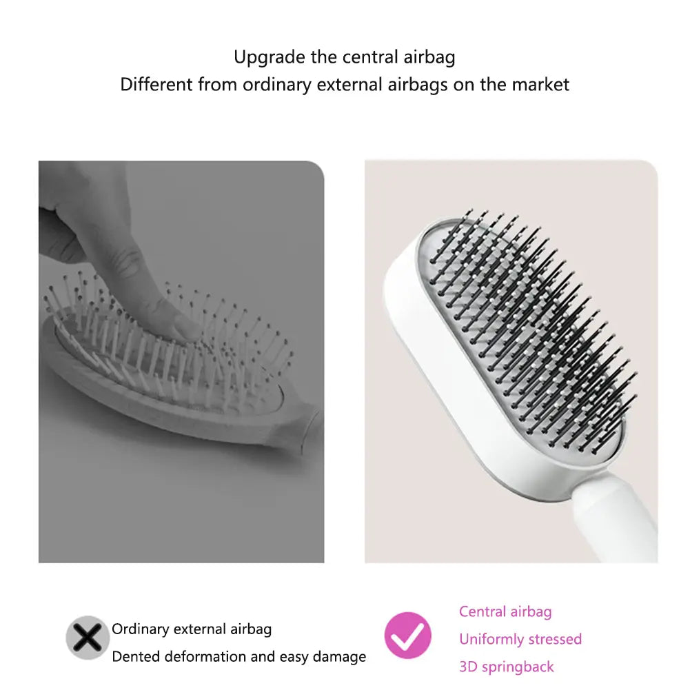 Self Cleaning Hairbrush with 3D Air Cushion for Healthy Hair