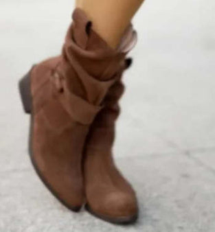 Suede Chic Western Mid-Calf Pointed Toe Boots - LauBelle Brand