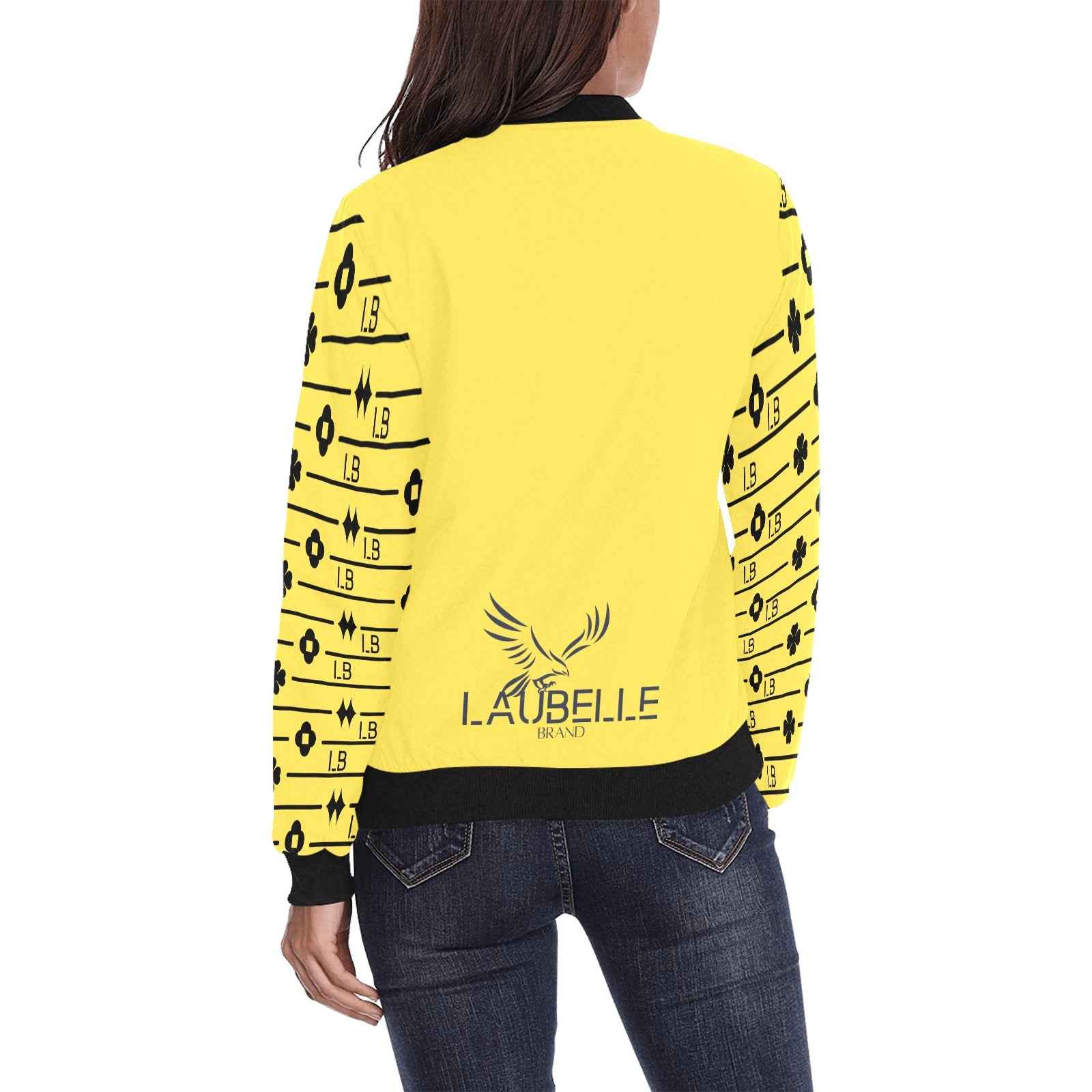 Women's All Over Print Bomber Jacket(Model H36) - LauBelle Brand