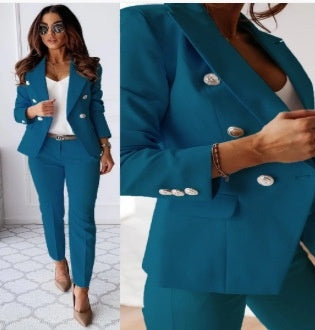 ChicMatch Women's Office Suit: Lapel Jacket & Trousers - LauBelle