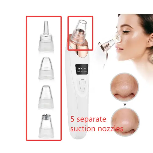 Electric Blackhead Remover and Pore Cleaner with Multiple Probes 5 separate suction nozzles