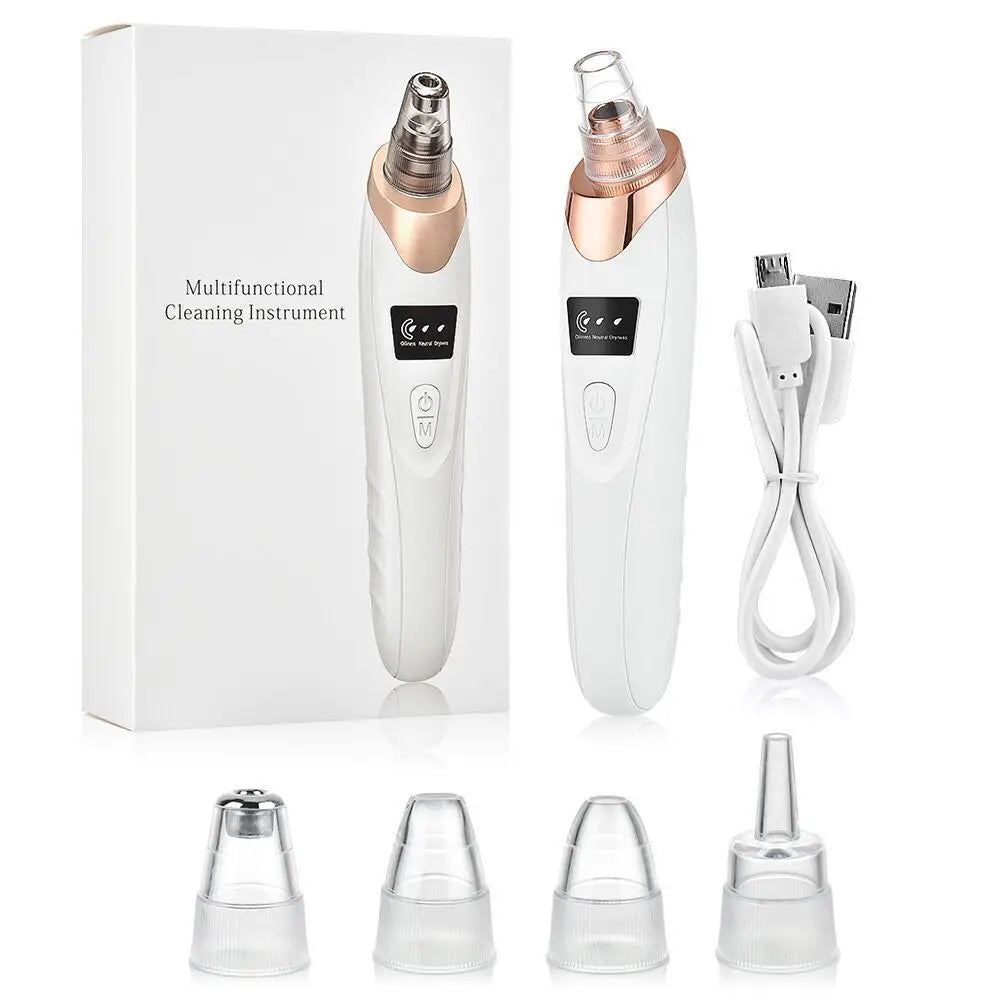 Electric Blackhead Remover and Pore Cleaner with Multiple Probes White