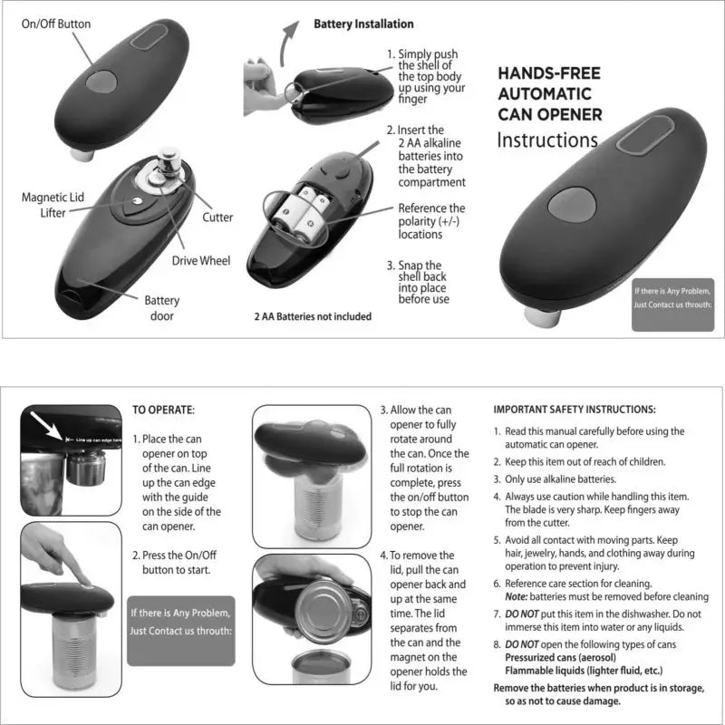 Electric Can Opener for Effortless and Efficient Can Opening Black