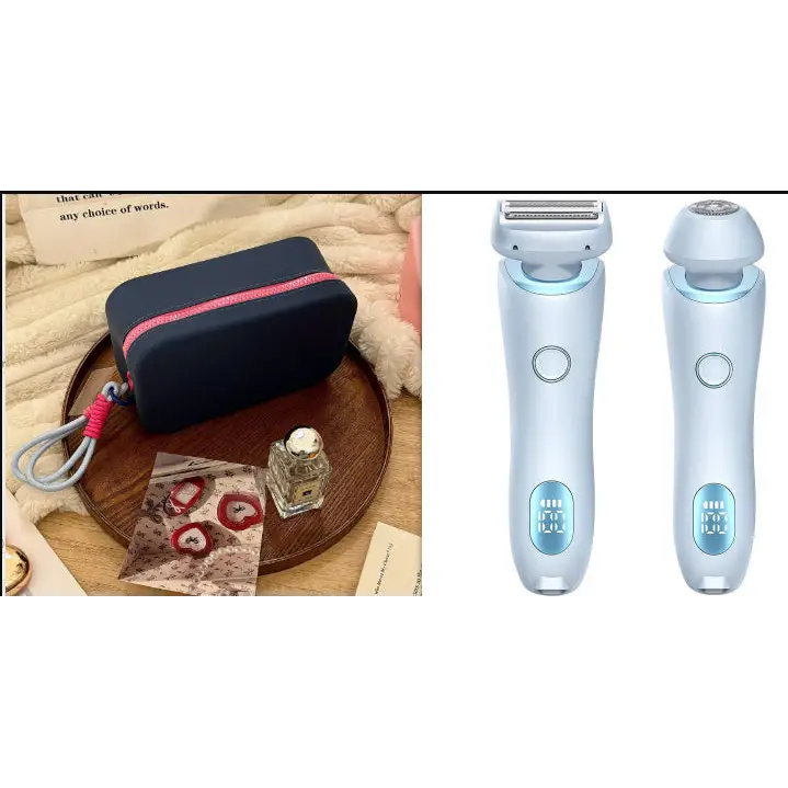 Electric Shaver for Women with Square Foil Head for Whole Body Blue and Rose Pink set / USB