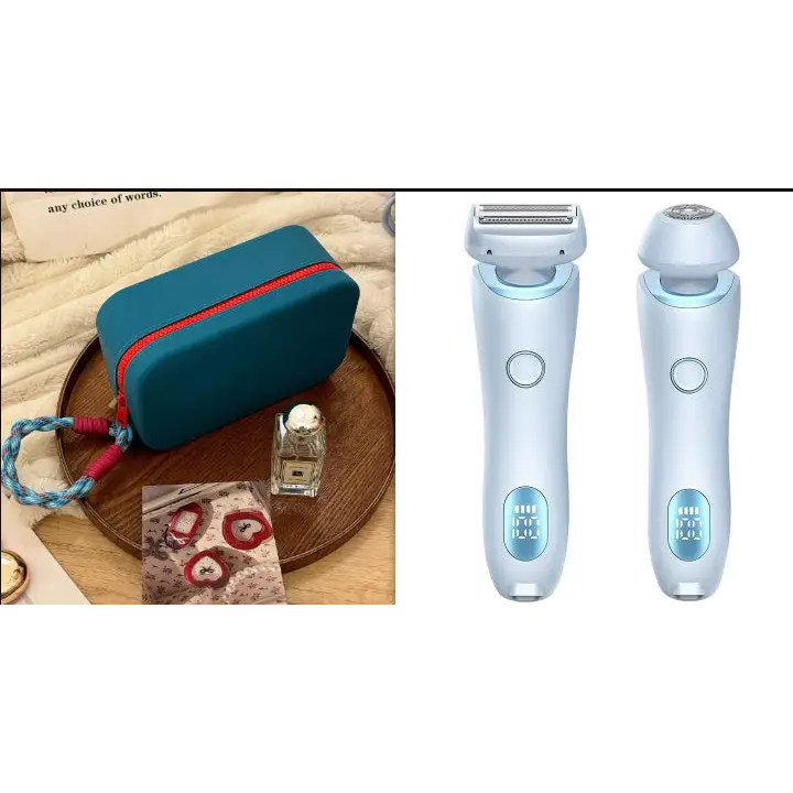 Electric Shaver for Women with Square Foil Head for Whole Body Blue and BeanBlue set / USB