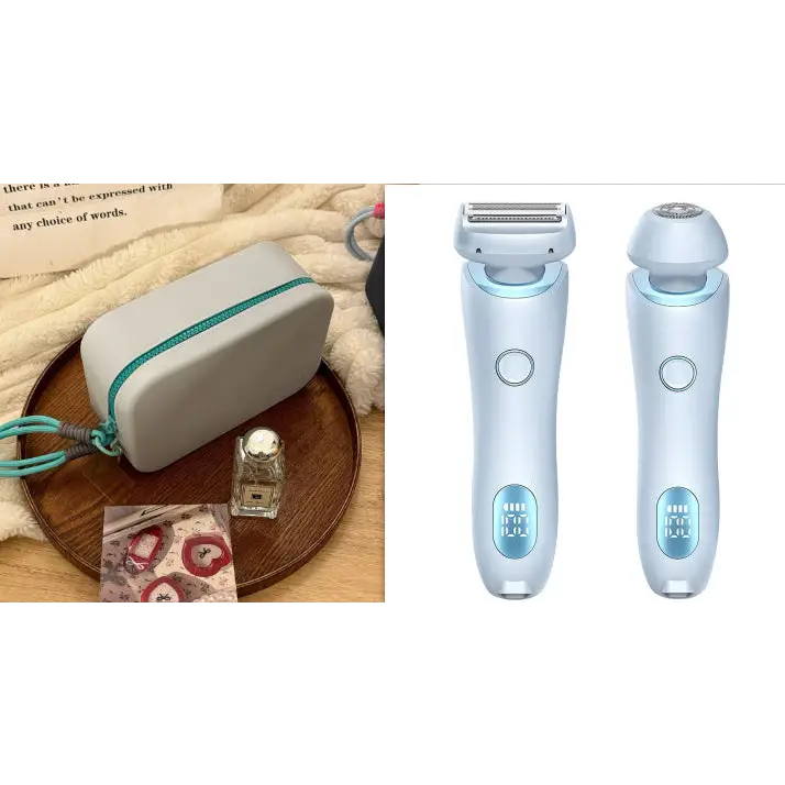 Electric Shaver for Women with Square Foil Head for Whole Body Blue and Lake Green set / USB