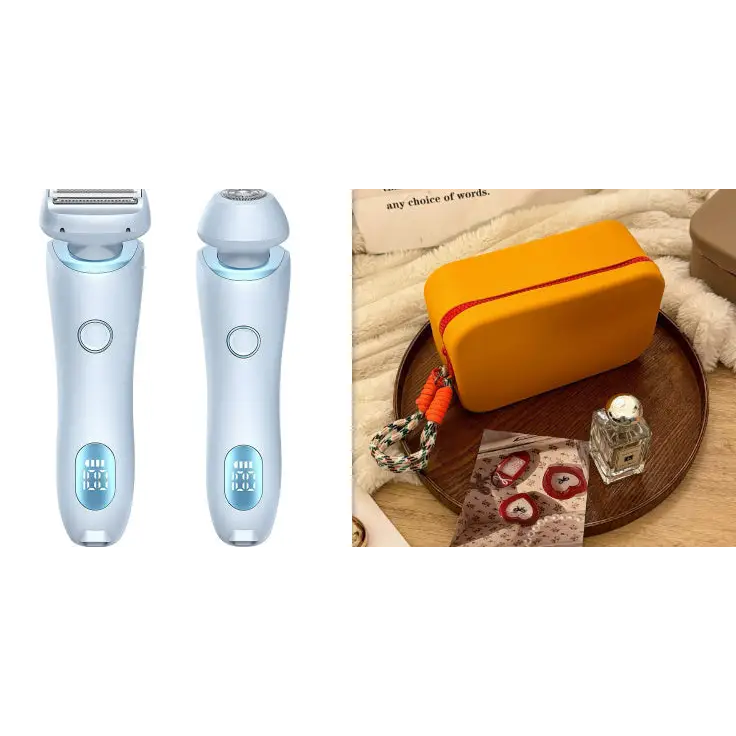 Electric Shaver for Women with Square Foil Head for Whole Body Blue and Sweet Red set / USB