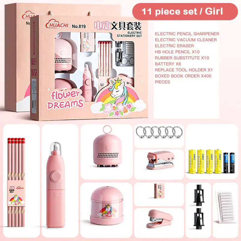 Electric Stationery Set Princess Pink or Prince Blue 11 Piece Set Pink / 11pcs