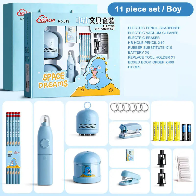 Electric Stationery Set Princess Pink or Prince Blue 11 Piece Set Blue / 11pcs