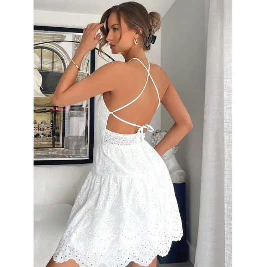 Elegance A-Line: Lace Patchwork High Waist Dress
