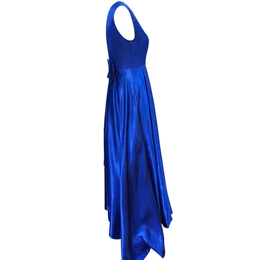 Elegance Bow: Deep V Backless Ball Gown Dress