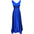 Elegance Bow: Deep V Backless Ball Gown Dress - Blue / S