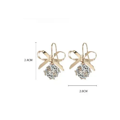 Elegance Bow: Graceful Short Earrings - Champagne Gold
