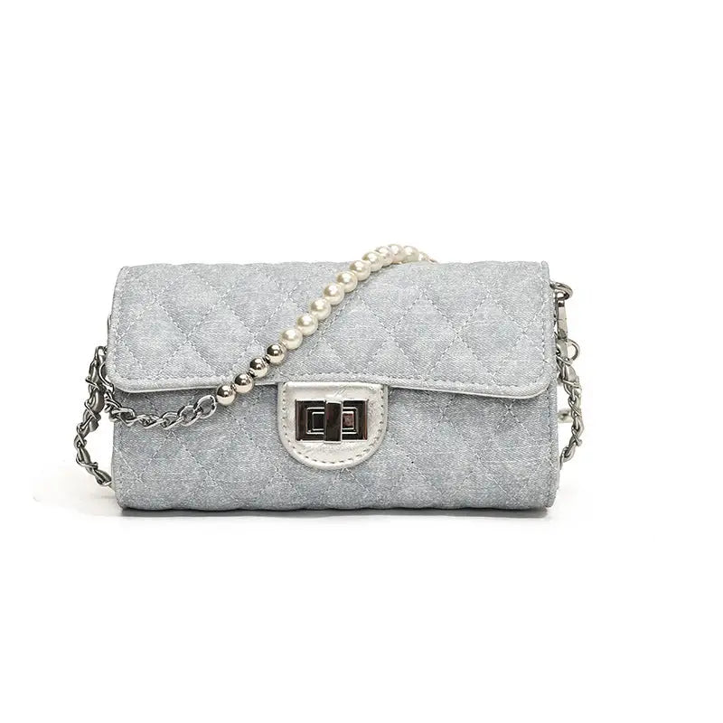 Élégance Rhombus Chain Bag - Silver