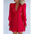 Elegance: V-Neck Lace Puff Sleeve Butterfly Dress - Red / S - 4