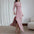 EleganceFlow: Asymmetric Long-Sleeve Dress - Pink / S