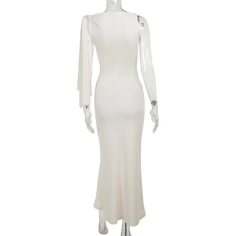 EleganceOne: Ribbon One-Shoulder Evening Dress