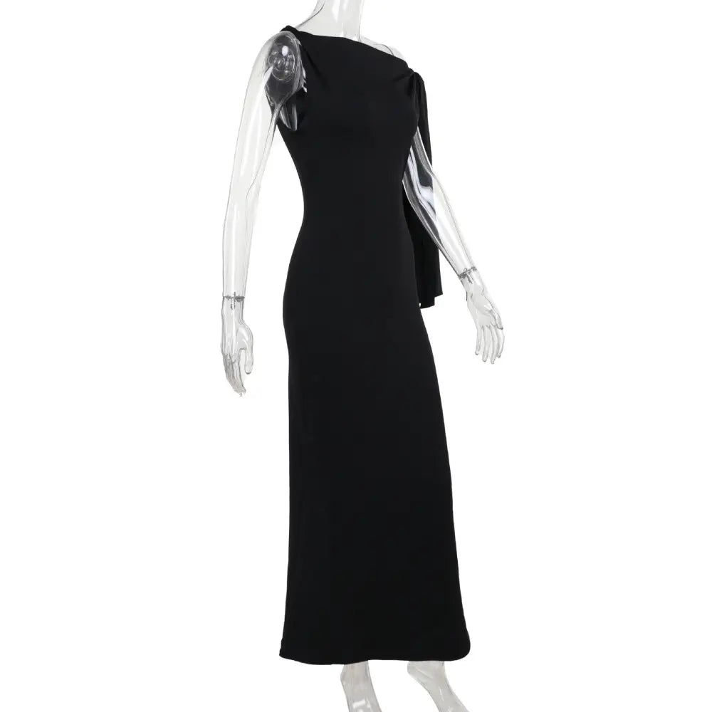 EleganceOne: Ribbon One-Shoulder Evening Dress