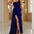 EleganceOne Strapless Gown - Dark blue / S