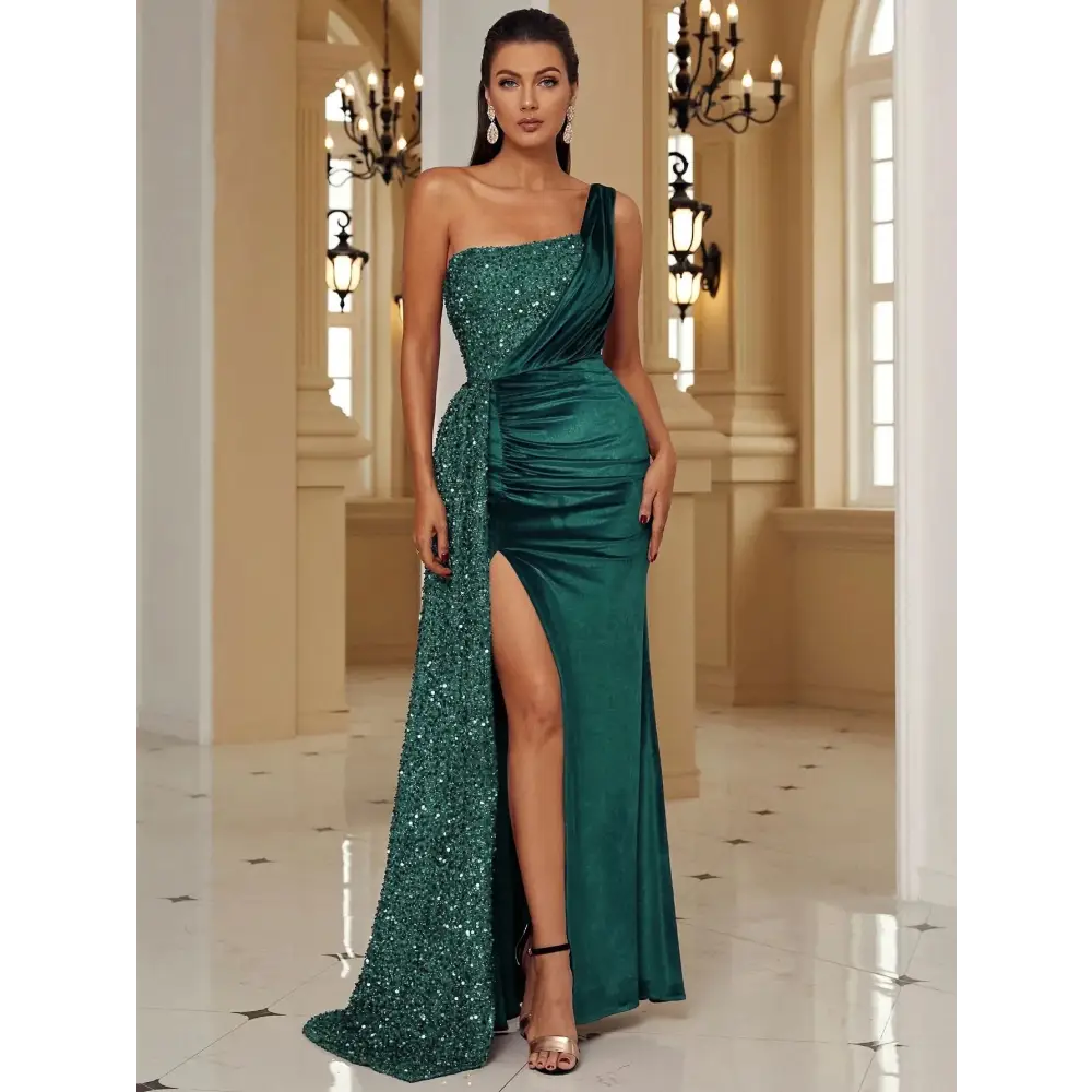 EleganceOne Strapless Gown - Green / S