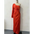 EleganceOne: Women’s Luxe Split One-Shoulder Dress - Orange Red / S