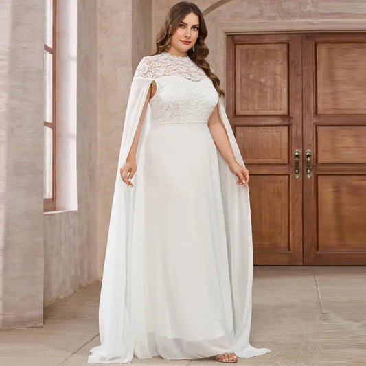 ElegancePlus Chiffon Lace Cloak Dress