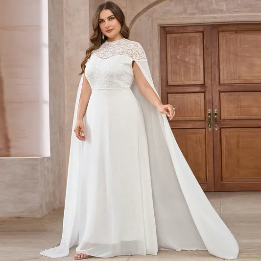ElegancePlus Chiffon Lace Cloak Dress