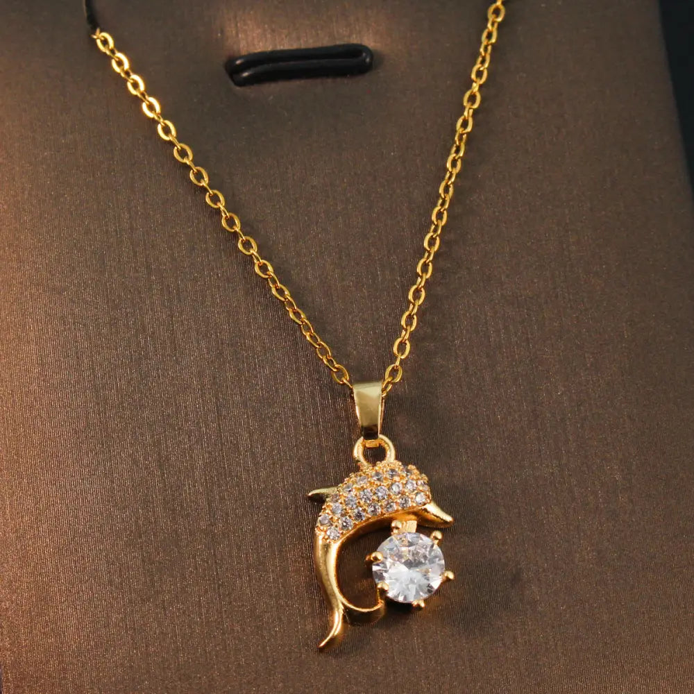 Elite Fashion Steel Necklace - Dolphin Gold